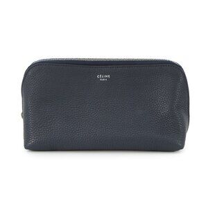 CELINE Cosmetic pouch Leather Navy